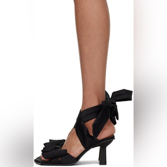 NIB Ganni Black Soft Bow Bow-Tie Heel Sandals - Picture 9 of 16